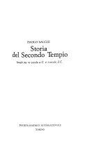 Copertina  Storia del Secondo Tempio : Israele tra VI secolo a.C. e I secolo d.C.