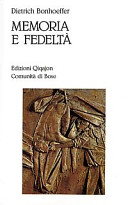Copertina  Memoria e fedeltà
